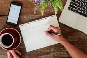 Project management calendar organization
