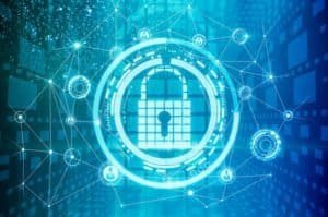 secure passwords lock and blue