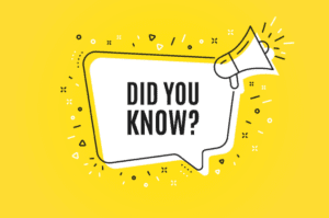 Yellow background with white box containing words Did You Know with a megaphone in the top right corner