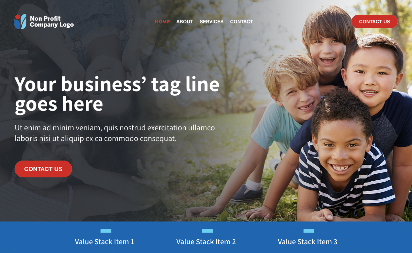 Nonprofit website template graphic