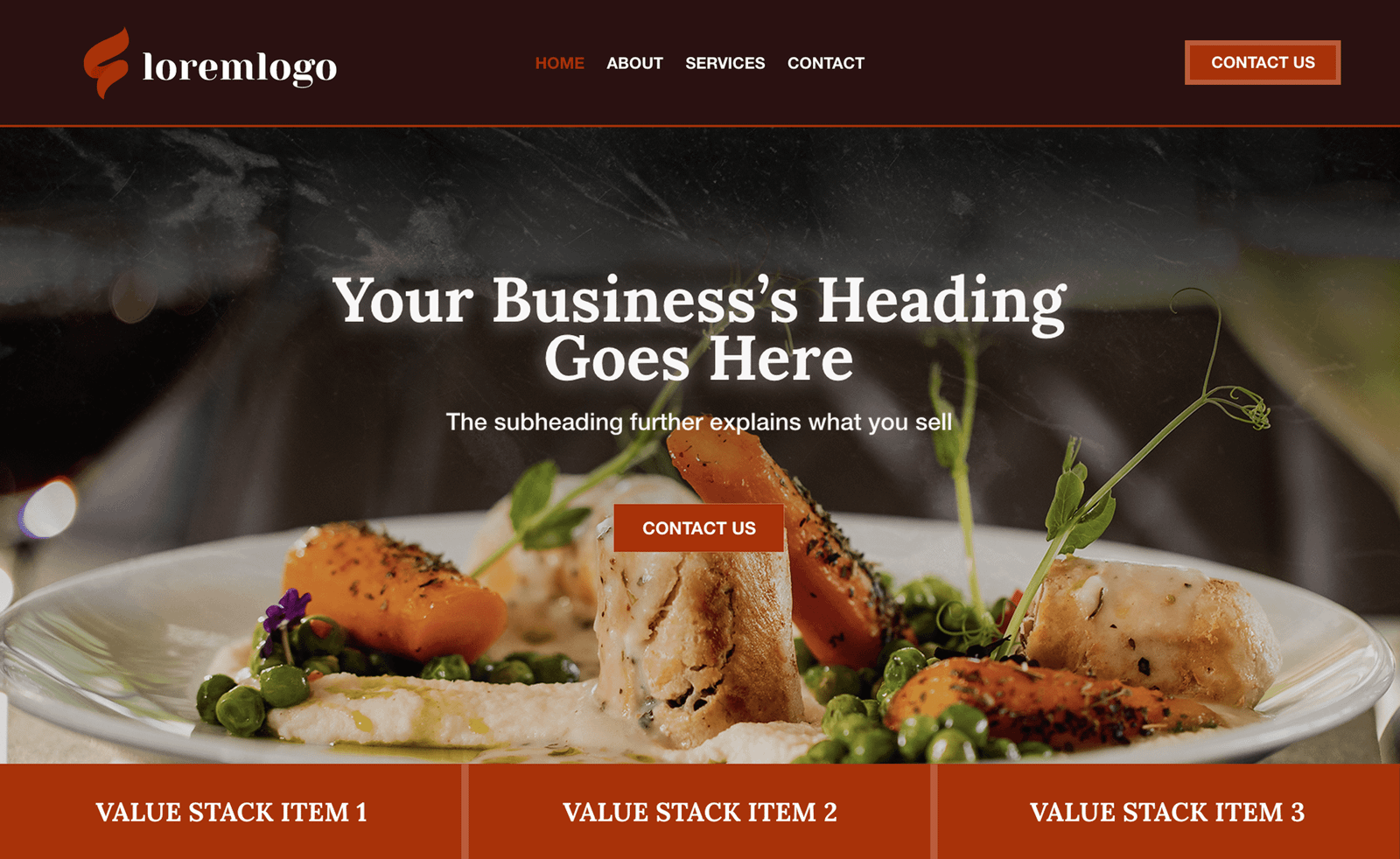 Restaurant website template graphic